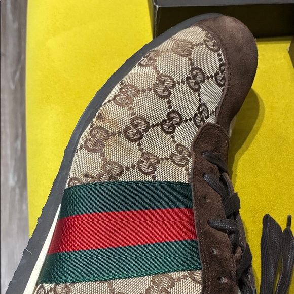 Authentic used Gucci Beige and Brown Men's Shoes. - Picture 8 of 14